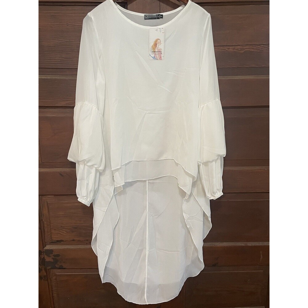 Pretty garden women’s lantern long sleeve round neck high low tunic Lagenlook